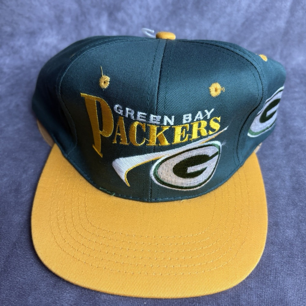 Green Bay Packers Vintage Hat SnapBack Green Yellow‎ Football NFL NEW - Picture 2 of 8